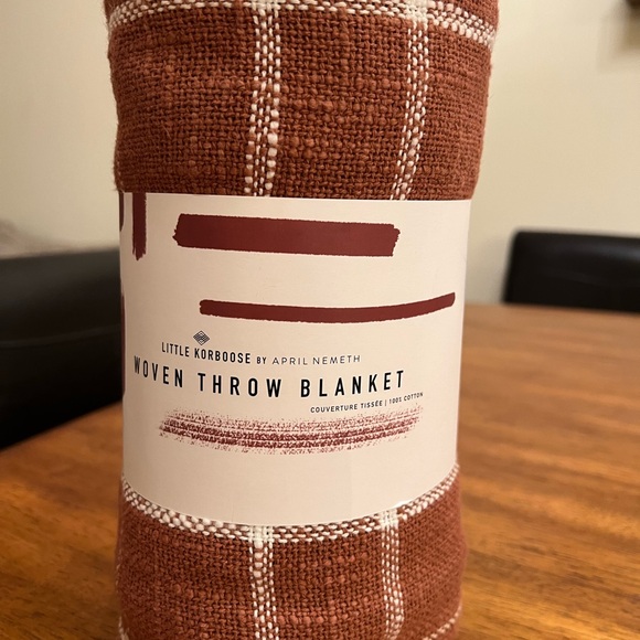 Little Korboose Woven Throw Blanket - Rust Plaid - Picture 5 of 5